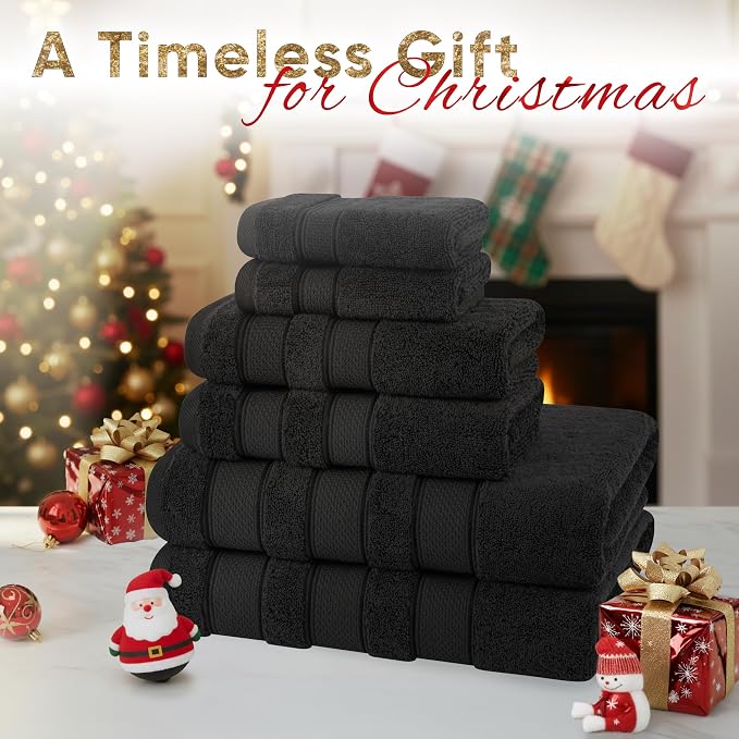 American Soft Linen Salem Turkish Bath Towel Set, 100% Cotton 600 GSM 6 Piece - Image 2