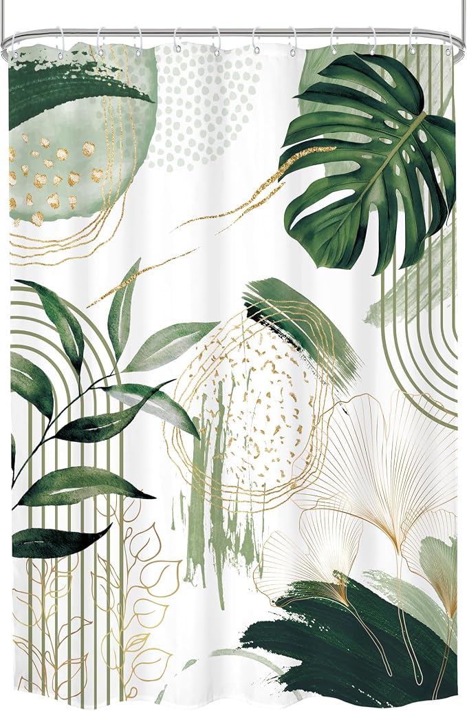 Green Boho Shower Curtain 72Wx96H Extra Long Sage Green Modern Mid Century - Image 8