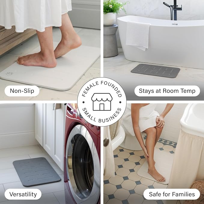 Dorai Home Bath Stone Mat 23.6"x15.4" – Luxury Diatomite Stone Mat, Rain - Image 3