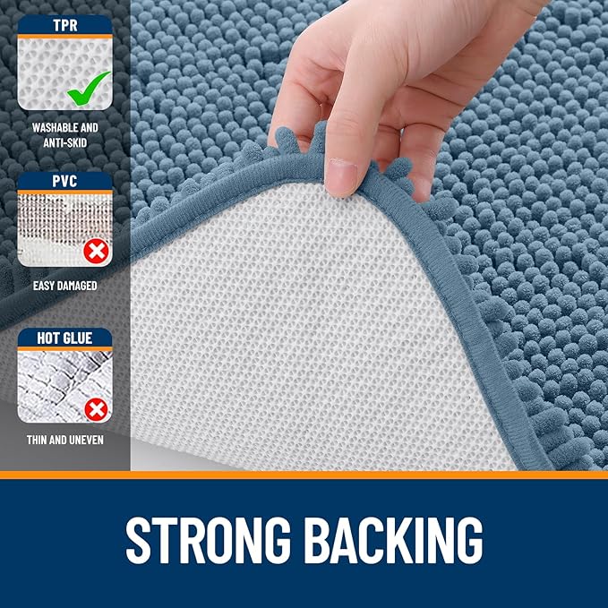 OLANLY Bathroom Rugs 24x16, Extra Soft Absorbent Chenille Bath Rugs, Rubber - Image 6