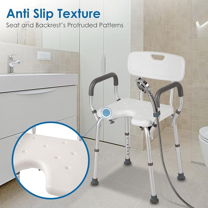 Shower Chair with Arms and Back Heavy Duty 330lbs, Shower Chair - Image 8