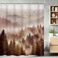 Riyidecor Foggy Mountain Shower Curtain 60Wx72H Inch Abstract Woodland Misty by Riyidecor