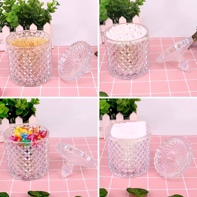 Colorful Home Decorative Jar Qtips Holder Dispenser Glass Storage Container - Image 5