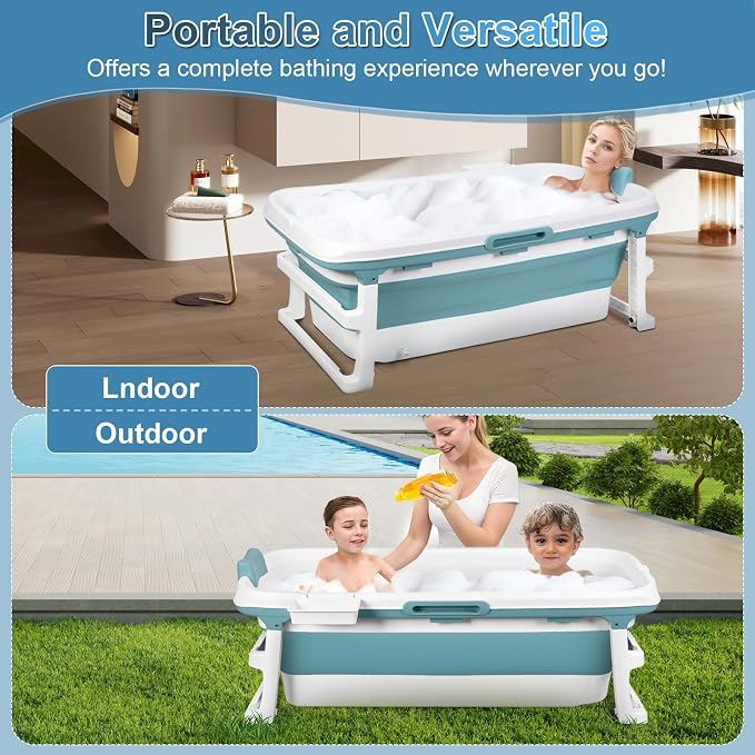Portable Folding Bathtub for Adults, Large Collapsible Bathtub Freestanding - Image 5