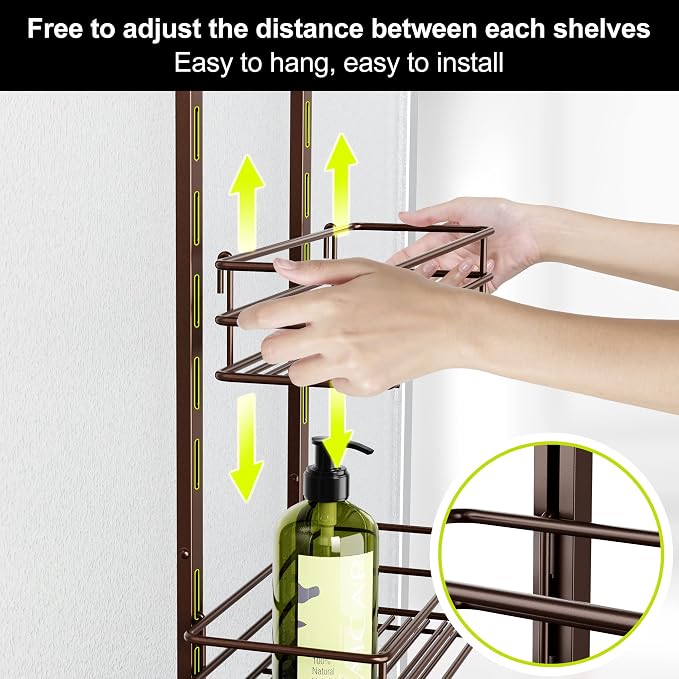 Orimade Over the Door Shower Caddy Adjustable 5 Tier Bronze, Bathroom Hanging - Image 3