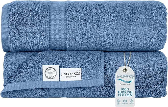 SALBAKOS 100% Turkish Cotton Extra Large Bath Sheet Set of 2 35x70 inch | by SALBAKOS