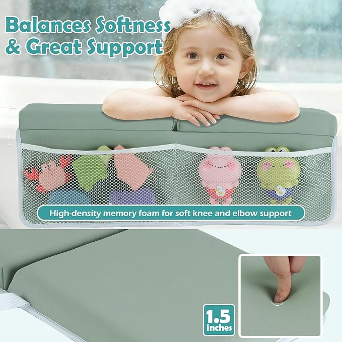 Baby Bath Kneeler and Elbow Rest Pad Set, 1.5 Inch Thick Memory Foam Soft Bath - Image 3