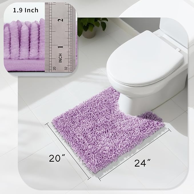 Yimobra Toilet Rugs U Shaped Washable, Extra Thick Soft Absorbent Chenille - Image 2