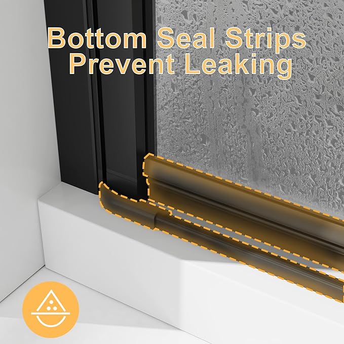 34” x 72” Pivot Swing Shower Door, 1/4 inch Tempered Glass Panel Hinged Shower - Image 6