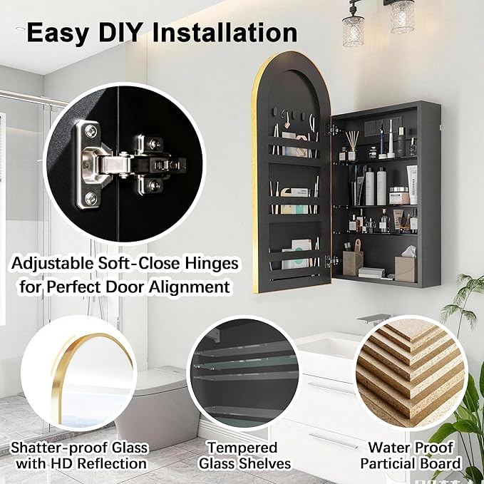 FKWin Arched Bathroom Medicine Cabinet - Image 3
