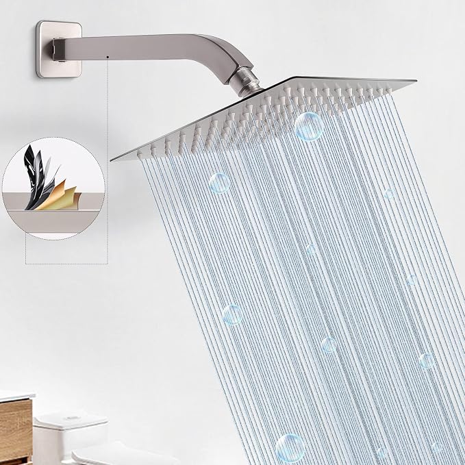 HarJue Shower Arm with Flange and Teflon Tape, Wall Mounted Square Shower Pipe - Image 5