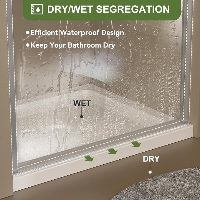 Frameless Pivot Shower Door 33-34" W x 72" H, Pivot Swing Shower Glass Door - Image 4