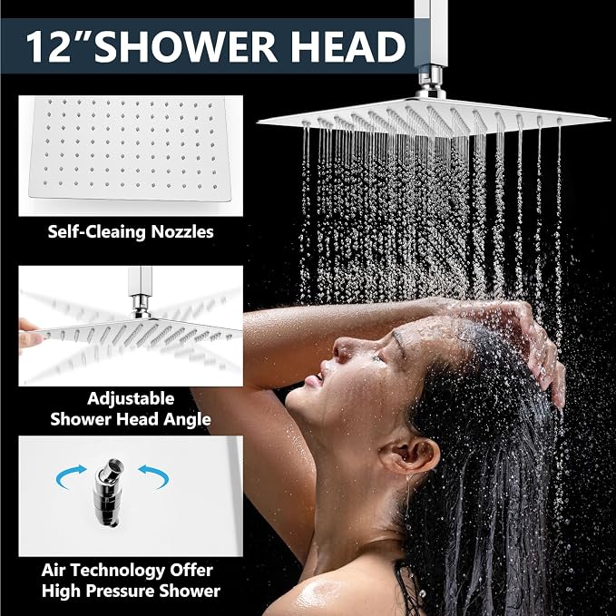 Aolemi Shower Faucet Set Ceiling Mount Shower System Rough-in Valve and Shower - Image 5