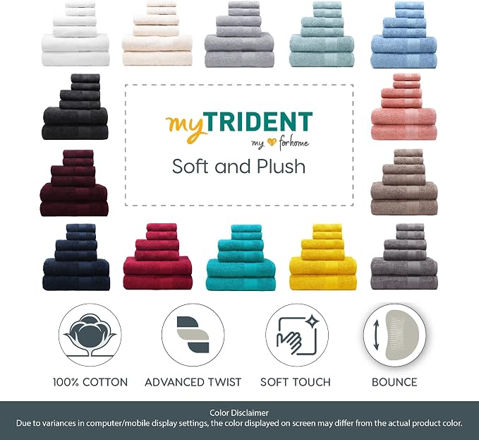 TRIDENT Soft & Plush Luxury Towel Set, 100% Cotton, 2 Bath Towels 2 Hand Towels - Image 10