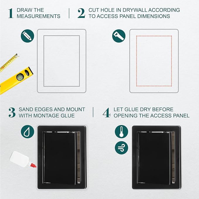 8" x 12" Black Plastic Access Panel. Service Shaft Door Panel. Plumbing - Image 3