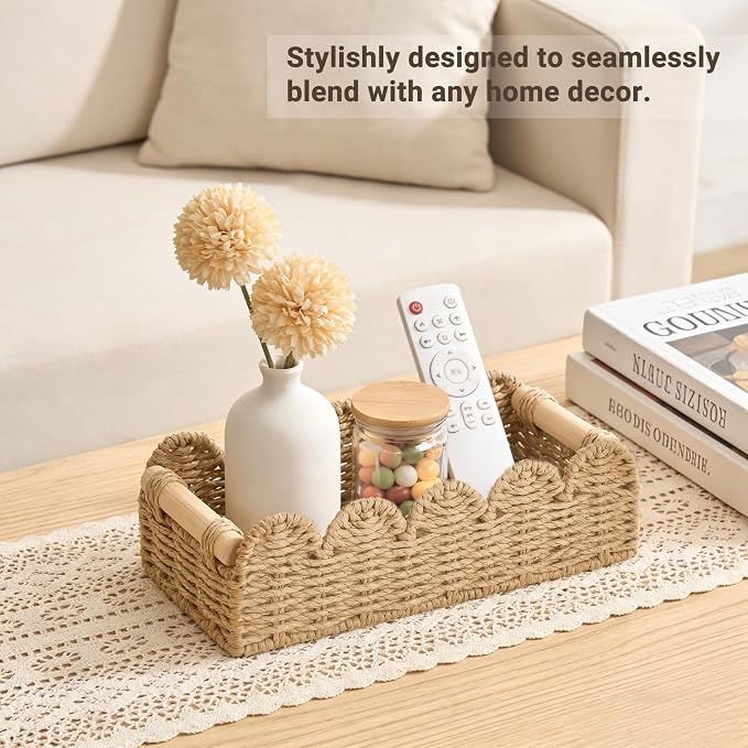 Dahey 2 Pcs Woven Paper Rope Toilet Paper Storage Basket - Image 6