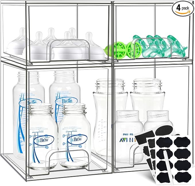 Baby Bottle Organizer, Stackable Storage Drawers by Qunland