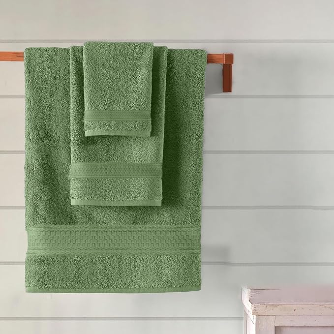 DAN RIVER 100% Ring Spun Cotton 3-Piece Towel Set, Sage-Green, Bath Towel - Image 5