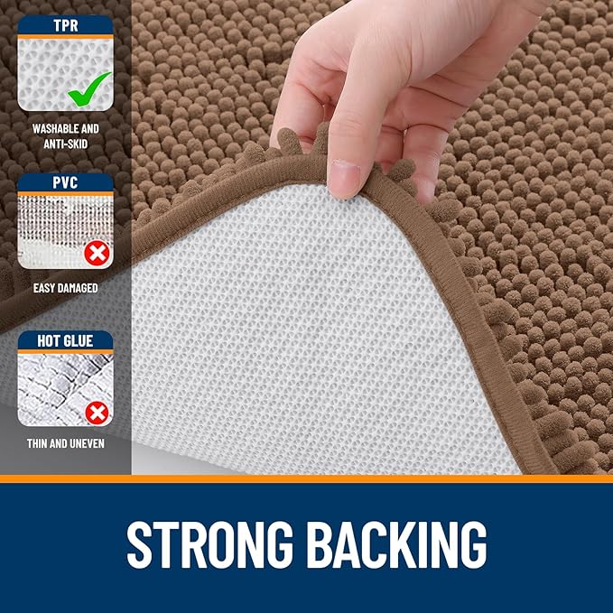 OLANLY Bathroom Rugs 24x16, Extra Soft Absorbent Chenille Bath Rugs, Rubber - Image 7