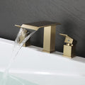 Roman Tub Faucet Two Handle Waterfall Spout Brushed Gold 3 Hole Bathtub Faucet by NIITAWH