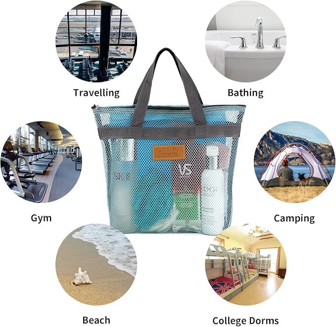 Mesh Shower Caddy Bag Portable Hanging Toiletry and Bath Organizer - Image 5