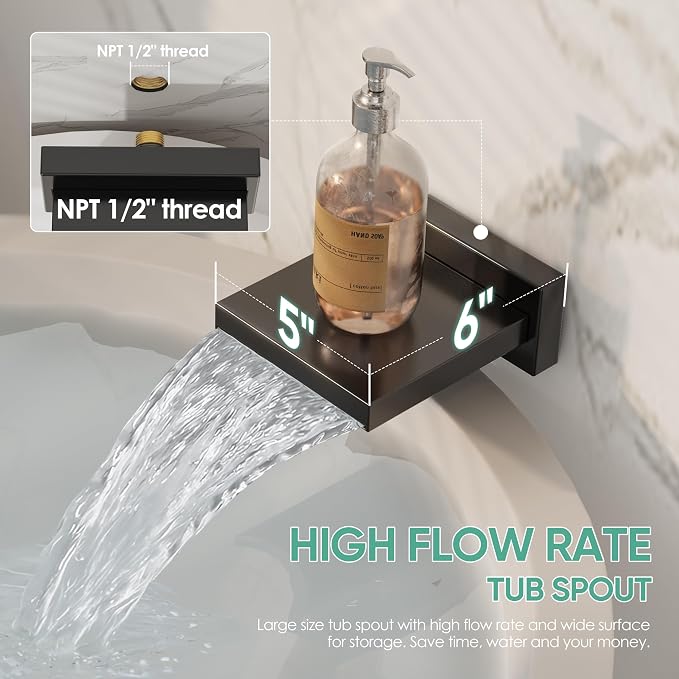 Black Tub Shower System, All Metal Tub Shower Faucet Set - Image 5