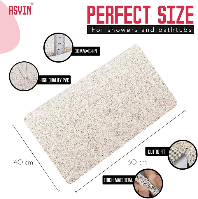 Asvin Soft Textured Bath, Tub Mat, 24x16 Inch, Phthalate Free, Non Slip Comfort - Image 3