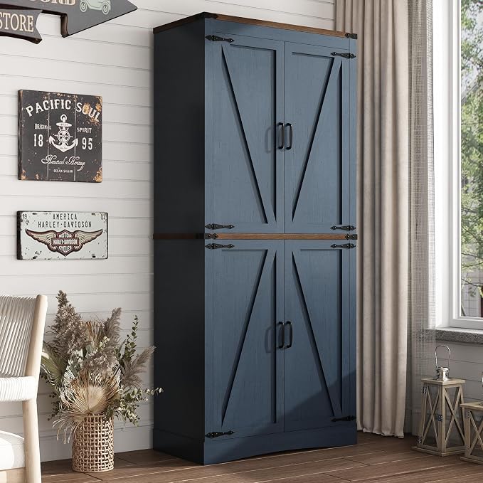 71in Farmhouse Kitchen Pantry Cabinet, Tall Storage Cabinet - Image 5