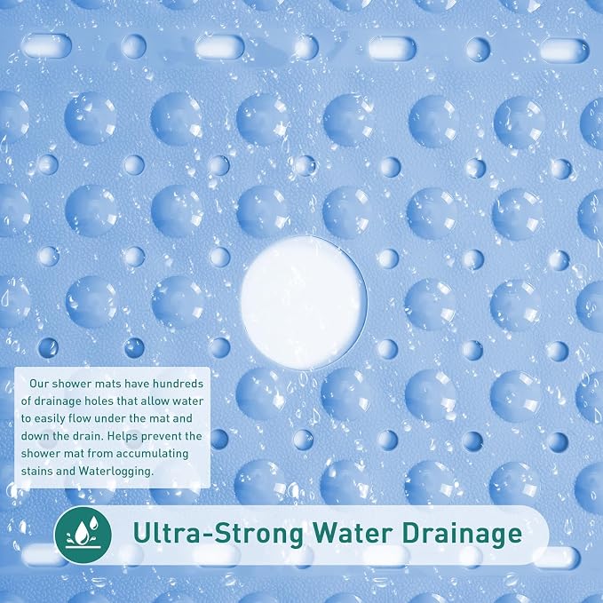 Large Light Blue Square Shower Mat Non Slip 27 x 27 Inch, Soft Bath Mat Tub Mat - Image 5