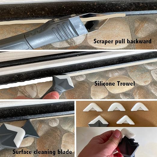3 in 1 Silicone Caulking Tools（Stainless Steelhead）, Sealant Finishing Tool - Image 3