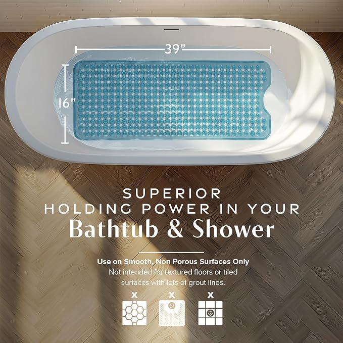SlipX Solutions Power Grip 39x16 Bathtub & Shower Mat | Premium Non-Slip Bath - Image 3