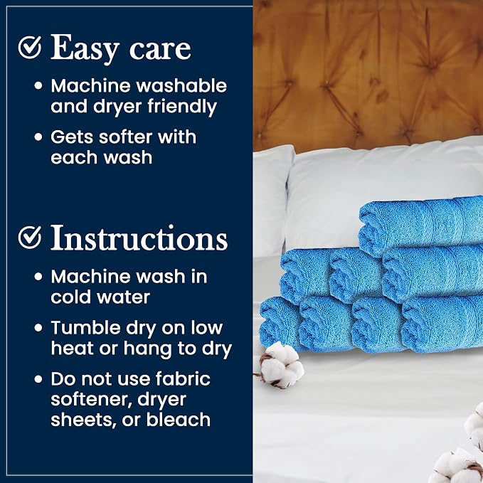 HALLEY Turkish 8 Pack Premium Washcloths 650 GSM Highly Absorbent Super Soft - Image 5