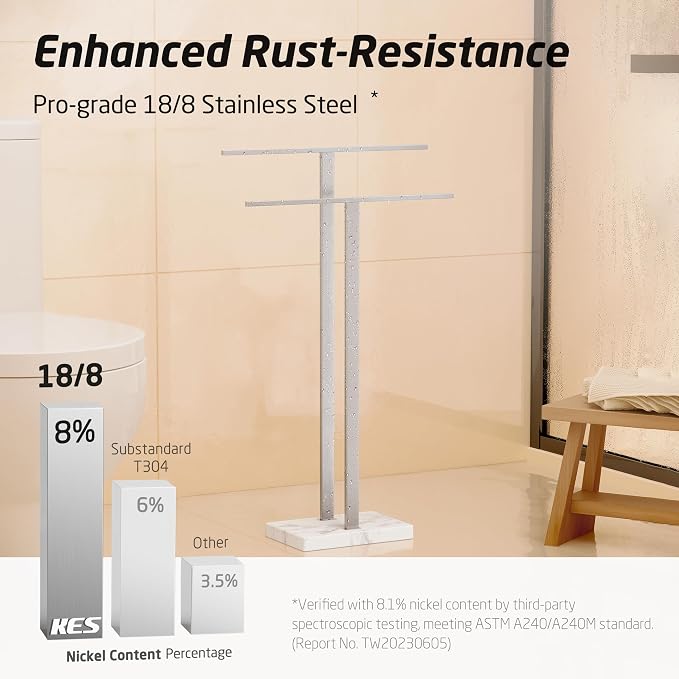 KES Standing Towel Racks for Bathroom 2-Tier, Floor Towel Rack Stand - Image 6