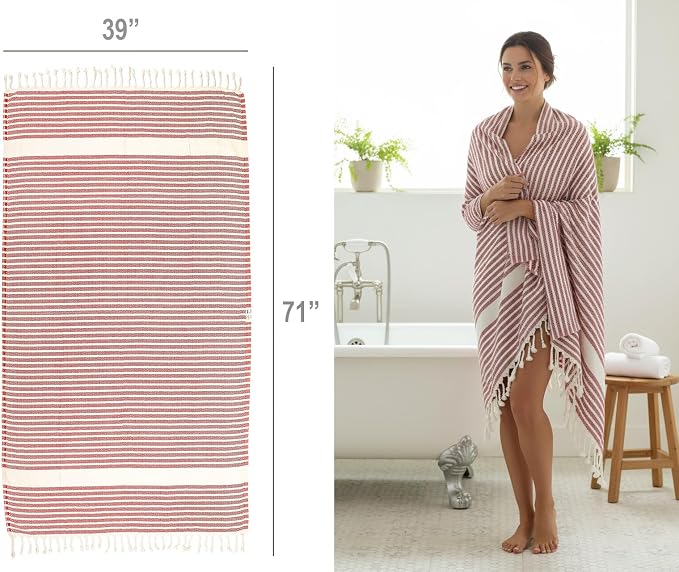 Bazaar Anatolia Turkish Beach Towel 100% Cotton Bath Towels 71x39 Quick Dry - Image 3