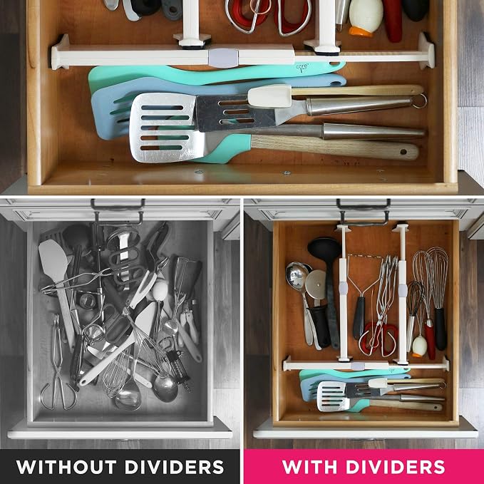 4 Adjustable Drawer Dividers, Organize Silverware and Utensils in Home Kitchen - Image 5
