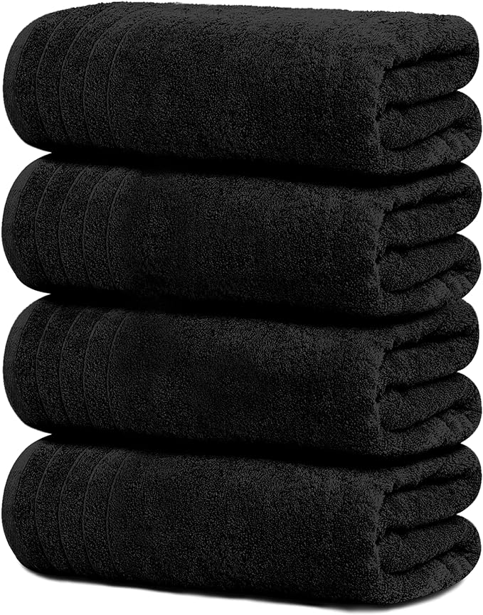 Tens Towels Pack of 4 Extra Large Bath Towels 30 x 60 Inches, 100% Cotton by TensTowels