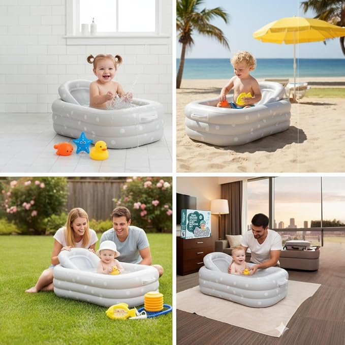 Inflatable Baby Bathtub Complete Set – Portable Non-Slip Baby Bath Tub - Image 4