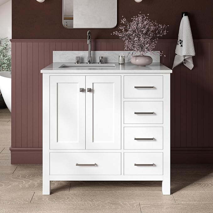 ARIEL Cambridge 37 Inch White Bathroom Vanity - Image 4