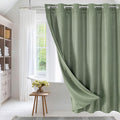 MitoVilla Sage Green Waffle Long Shower Curtain Liner Set 72 x 80, No Hooks by MitoVilla