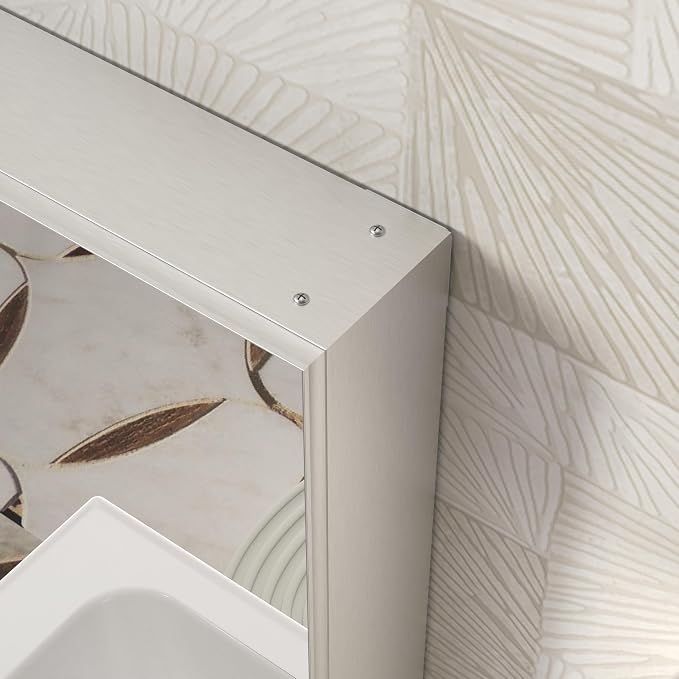 ANYHI 24"x16" Silver Bathroom Mirror Medicine Cabinet, Single Door Bathroom - Image 8