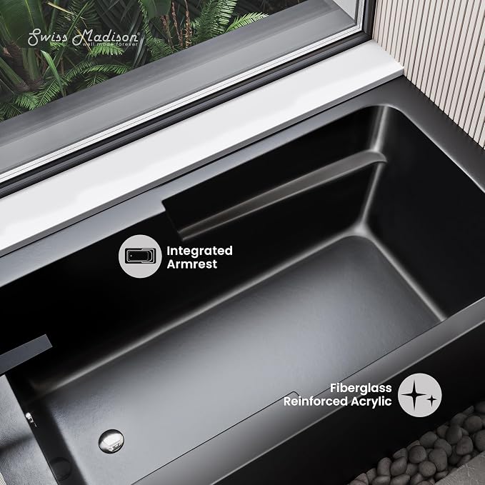 Voltaire 54 in. x 30 in. Acrylic Matte Black, Left-Hand Drain, Apron Bathtub - Image 2