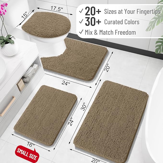 OLANLY Toilet Rugs U-Shaped 24x20, Extra Soft Absorbent Chenille Contour - Image 2
