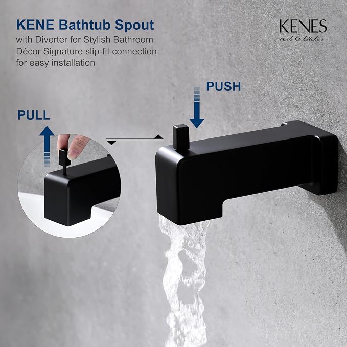 KENES Matte Black Tub Shower Faucet Set Complete - Image 8