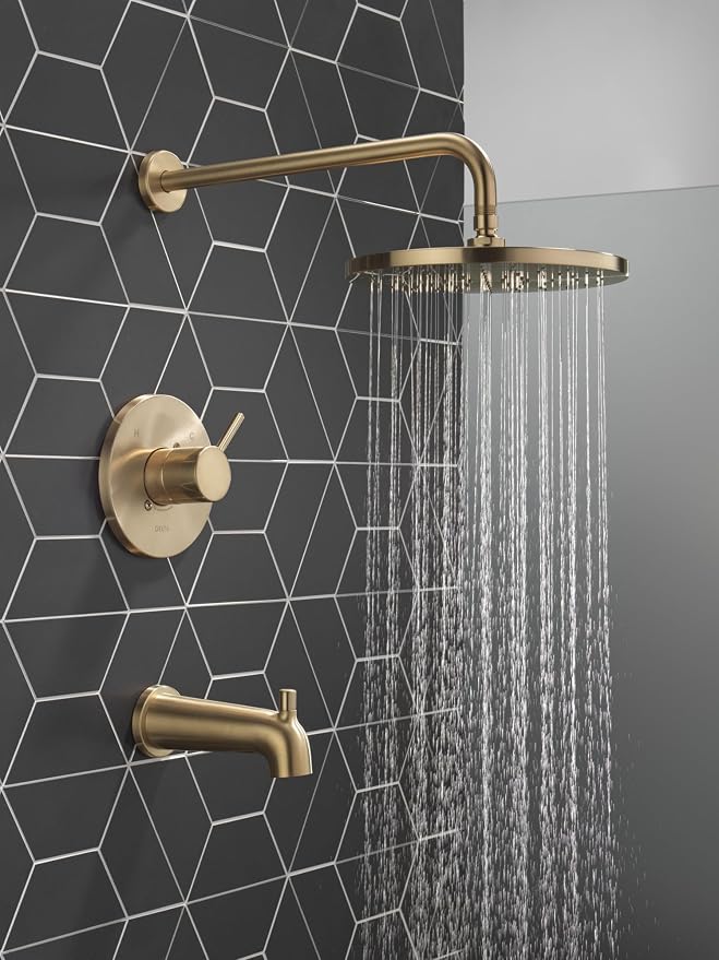 Delta Faucet Modern Raincan Round Single-Function Tub and Shower Trim Kit Gold - Image 2