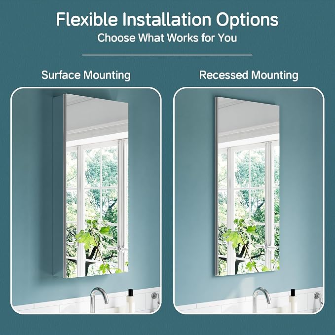 16"x36" Bathroom Mirror Medicine Cabinet, Aluminum Medicine Cabinet - Image 7