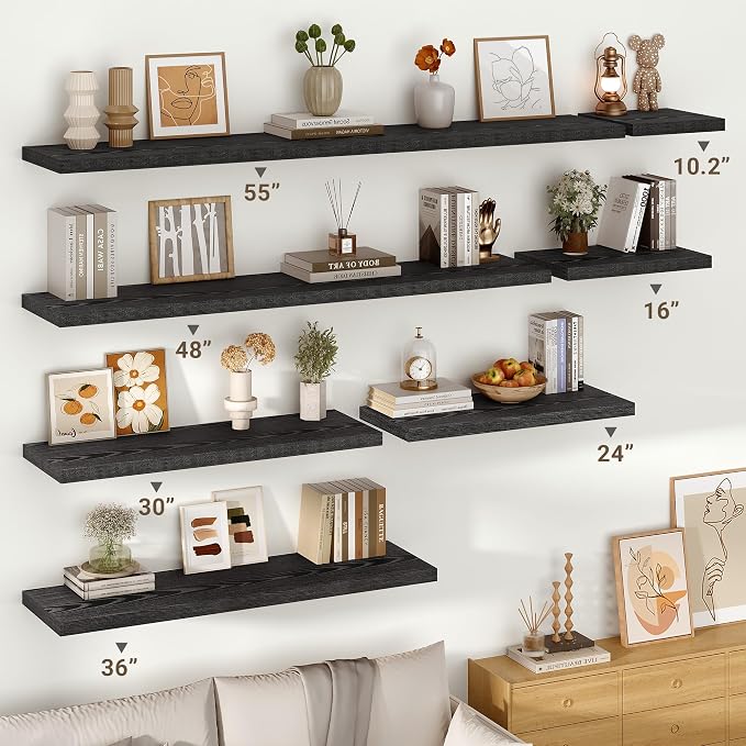 Vivelove 55 Inches Floating Shelves Wall Mounted, Living Room, Home Decor - Image 2