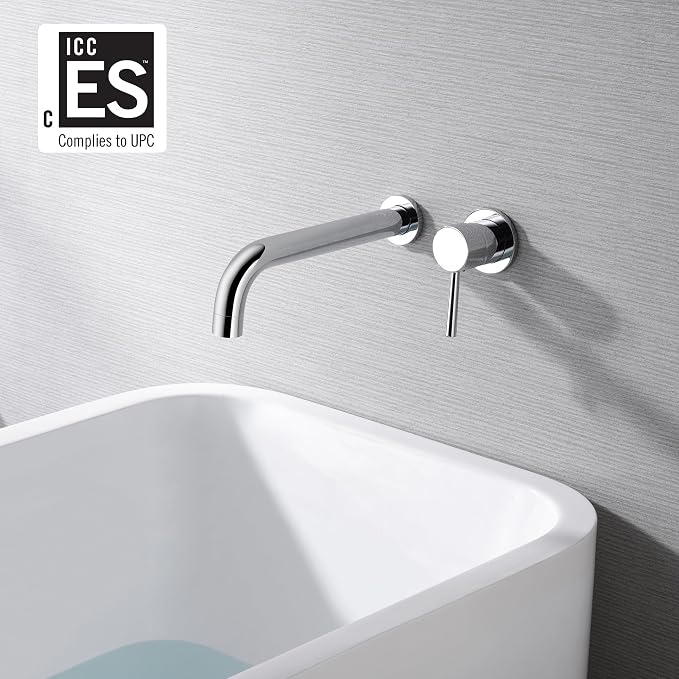 SUMERAIN Tub Filler Wall Mount Bathtub Faucet Extra Long Spout, Single Handle - Image 2
