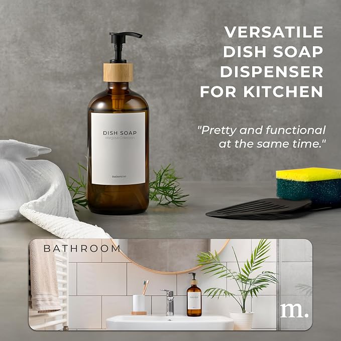 MaisoNovo Glass Hand Soap Dispenser | Dish Soap Dispenser - Image 4