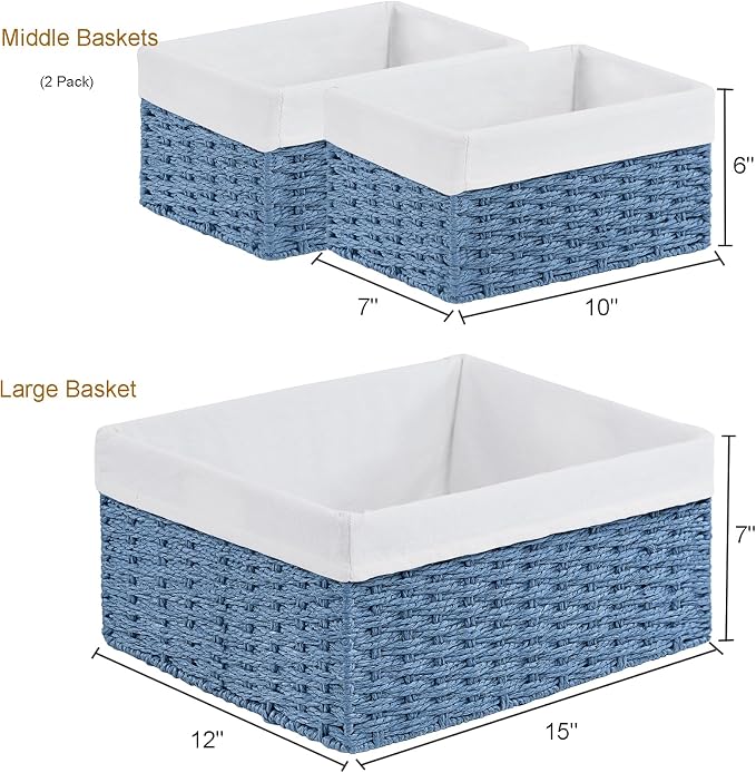 Vagusicc Wicker Basket, Rectangle Wicker Storage Basket Bins - Image 3