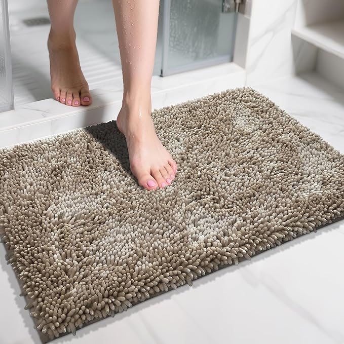 Yimobra Chenille Bathroom Rugs Non Slip, Extra Thick Soft Absorbent Bath Rug by Yimobra